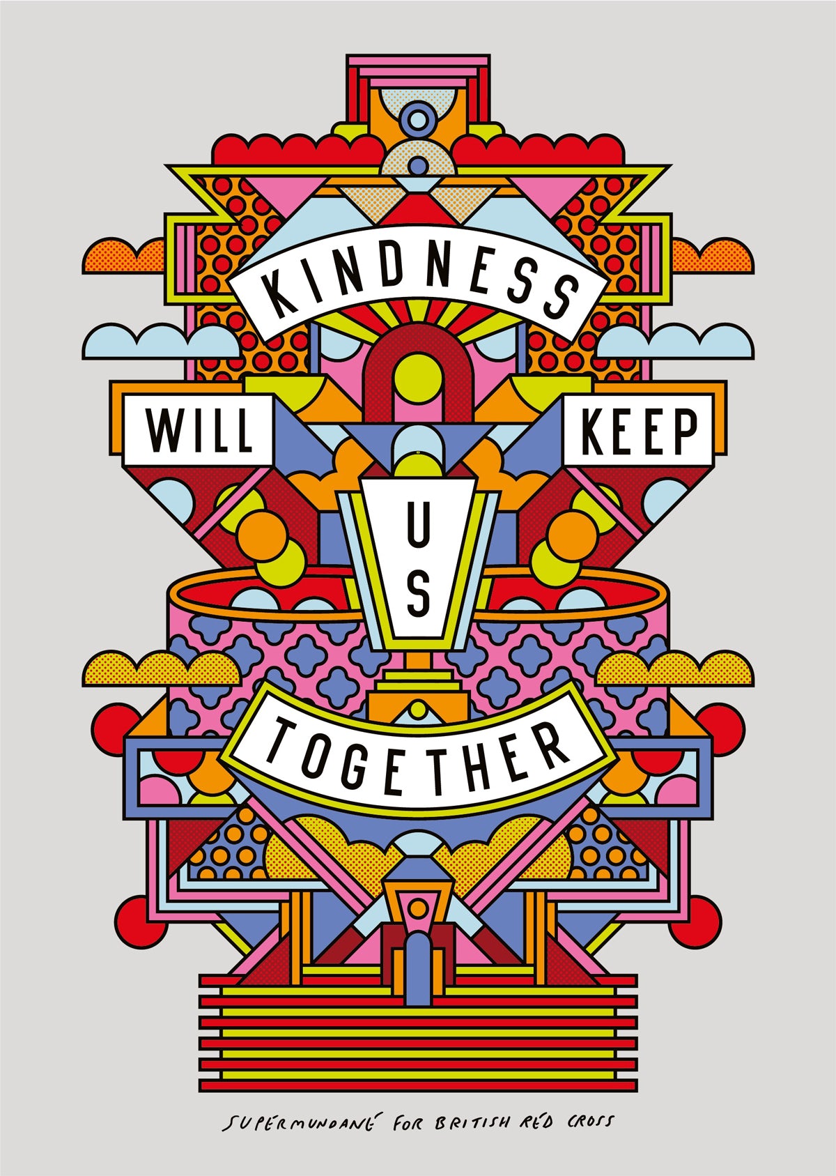 Rob Lowe - Supermundane for British Red Cross. Rob Lowe, also known as Supermundane, is known for his geometric images that play with line, colour, and optical effects, which have been exhibited worldwide.